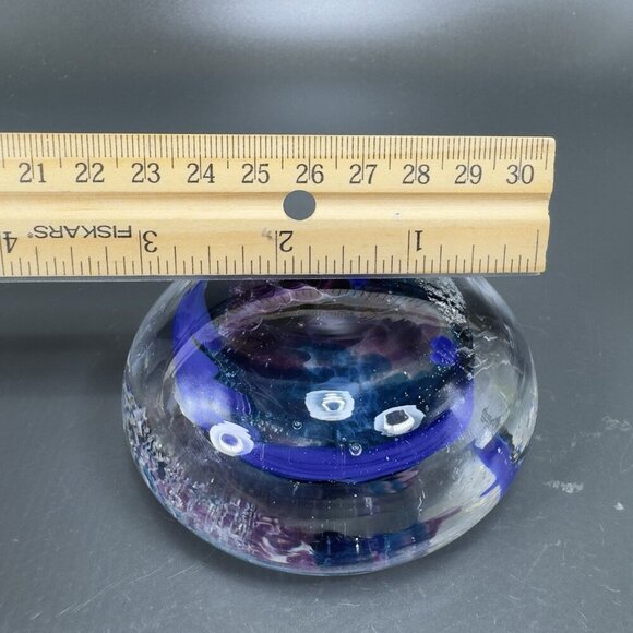 Venetian Italian Art Glass Paperweight Hand Blown With Silver Flecks Multicolor - Picture 4 of 15